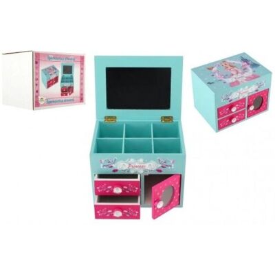 Teddies Dřevěná šperkovnice Princess 3 odklápěcí vrch Teddies Dřevěná šperkovnice Princess 3 odklápěcí vrch