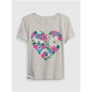 GAP Šedé holčičí bavlněné tričko s motivem srdce GAP - unisex - šedá - 140-146