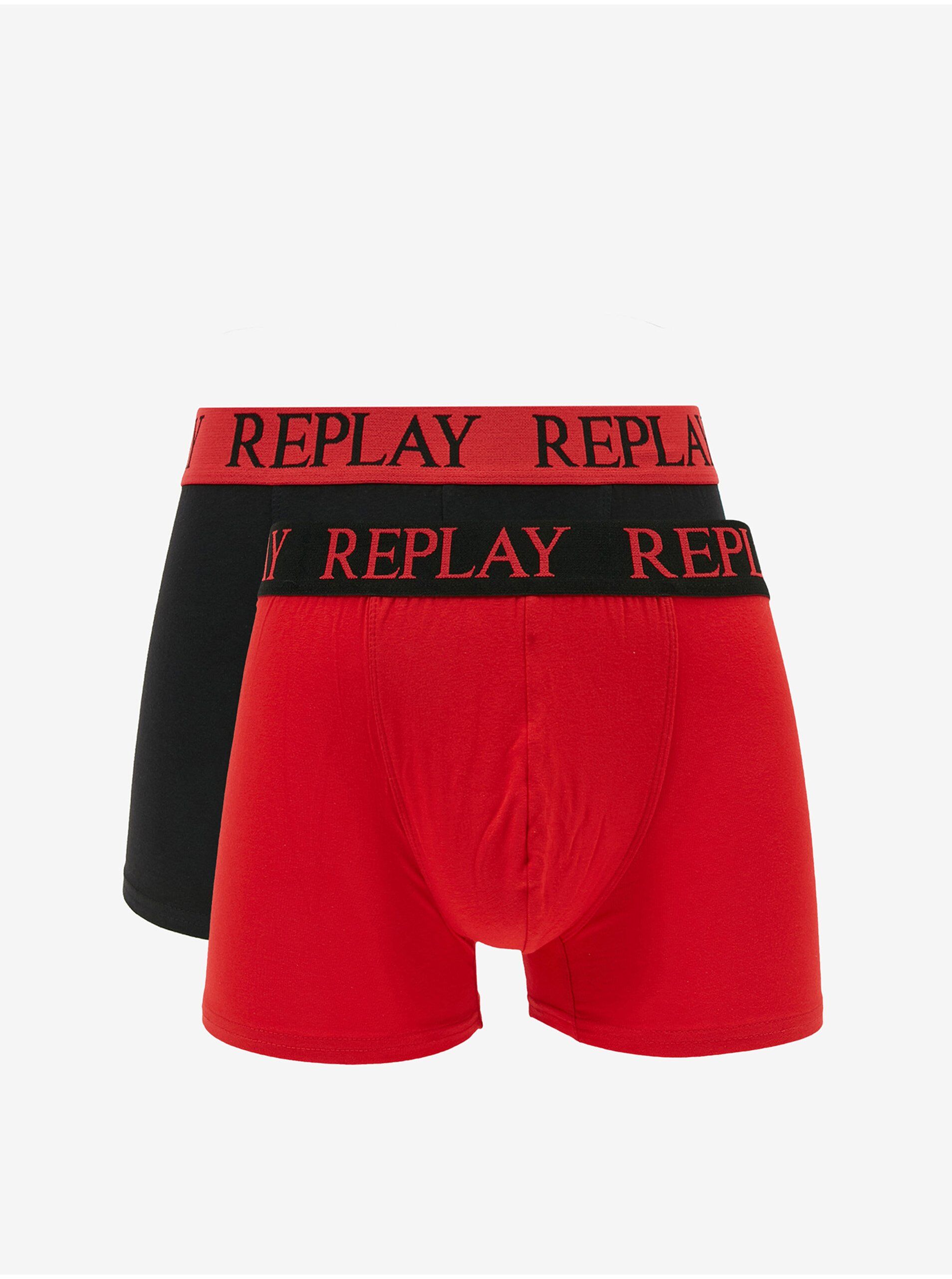 Replay Sada dvou pánských boxerek v červené a černé barvě Replay - male - červená - M