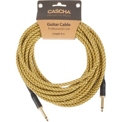 Cascha Professional Line Guitar Cable Straight Tweed Natural 9 M Cascha Professional Line Guitar Cable Straight Tweed Natural 9 M