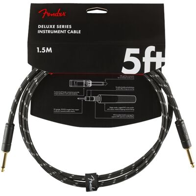 Fender Deluxe Series 5' Instrument Cable Black Tweed Fender Deluxe Series 5' Instrument Cable Black Tweed