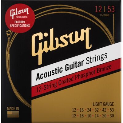 Gibson Phosphor Bronze Acoustic Guitar Strings 12-String Light Gibson Phosphor Bronze Acoustic Guitar Strings 12-String Light