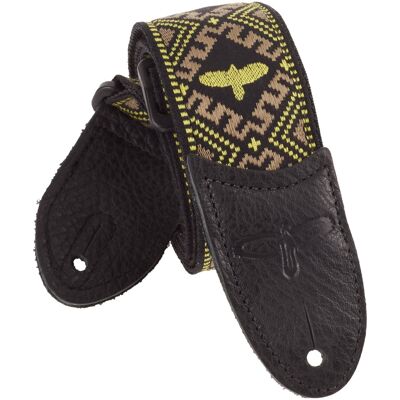 Prs Jacquard Hootenanny Guitar Strap Yellow & Black Birds Prs Jacquard Hootenanny Guitar Strap Yellow & Black Birds