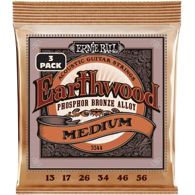 Ernie Ball 3544 Earthwood Medium Phosphor Bronze 3-Pack Ernie Ball 3544 Earthwood Medium Phosphor Bronze 3-Pack