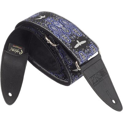 Prs 2" Guitar Strap Custom Jacquard Birds Fleur Violet Prs 2" Guitar Strap Custom Jacquard Birds Fleur Violet