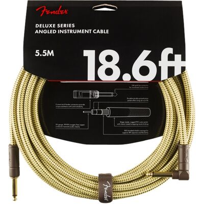 Fender Deluxe Series 18.6' Instrument Cable Tweed Angled Fender Deluxe Series 18.6' Instrument Cable Tweed Angled