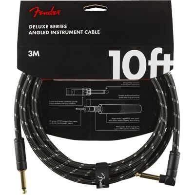 Fender Deluxe Series 10' Instrument Cable Black Tweed Angled Fender Deluxe Series 10' Instrument Cable Black Tweed Angled