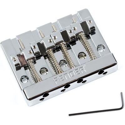 Fender Himass 4-String Bass Bridge Assembly With Brass Saddles Chrome Fender Himass 4-String Bass Bridge Assembly With Brass Saddles Chrome