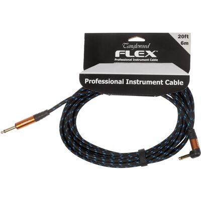Pletený kytarový kabel Tanglewood Modro/Černý - 6m Úhel Pletený kytarový kabel Tanglewood Modro/Černý - 6m Úhel