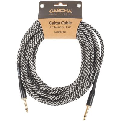 Cascha Professional Line Guitar Cable Straight Tweed Black 9 M Cascha Professional Line Guitar Cable Straight Tweed Black 9 M