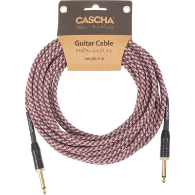 Cascha Professional Line Guitar Cable Straight Tweed Red 6 M Cascha Professional Line Guitar Cable Straight Tweed Red 6 M