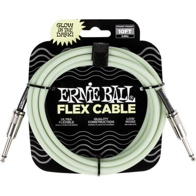 Ernie Ball Flex Instrument Cable Straight/straight 10ft Glow In Dark Ernie Ball Flex Instrument Cable Straight/straight 10ft Glow In Dark