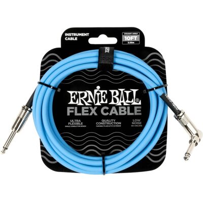 Ernie Ball Flex Instrument Cable Straight/angle 10ft Blue Ernie Ball Flex Instrument Cable Straight/angle 10ft Blue