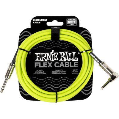 Ernie Ball Flex Instrument Cable Straight/angle 10ft Green Ernie Ball Flex Instrument Cable Straight/angle 10ft Green