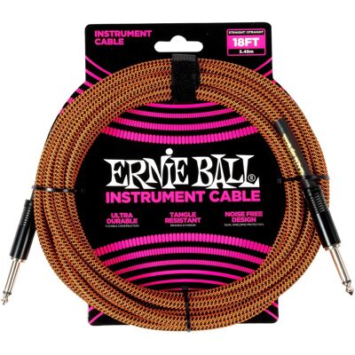Ernie Ball Braided Instrument Cable Straight/straight 10ft Pumpkin Pie Ernie Ball Braided Instrument Cable Straight/straight 10ft Pumpkin Pie
