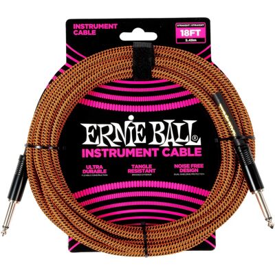 Ernie Ball Braided Instrument Cable Straight/straight 18ft Pumpkin Pie Ernie Ball Braided Instrument Cable Straight/straight 18ft Pumpkin Pie