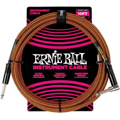 Ernie Ball Braided Instrument Cable Straight/angle 10ft Pumpkin Pie Ernie Ball Braided Instrument Cable Straight/angle 10ft Pumpkin Pie