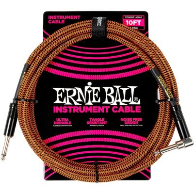 Ernie Ball Braided Instrument Cable Straight/angle 18ft Pumpkin Pie Ernie Ball Braided Instrument Cable Straight/angle 18ft Pumpkin Pie