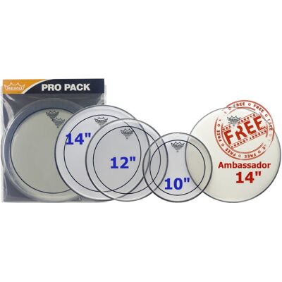 Remo Pinstripe Clear Studio Set + 14" Ambassador Coated Remo Pinstripe Clear Studio Set + 14" Ambassador Coated