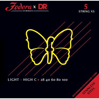 Dr Strings Fodera Nickel 5 Light Xs High C 28100 Dr Strings Fodera Nickel 5 Light Xs High C 28100