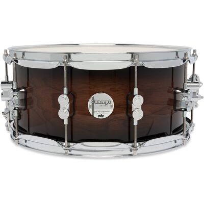 Pdp 14" X 6,5" Concept Maple Exotic Walnut To Charcoal Snare Drum Pdp 14" X 6,5" Concept Maple Exotic Walnut To Charcoal Snare Drum