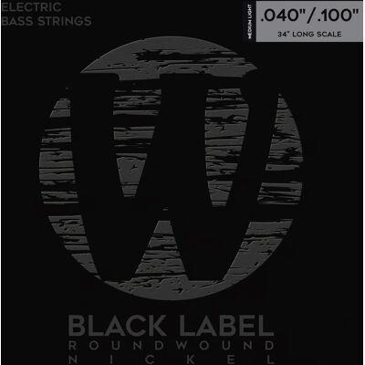 Warwick Black Label Nickel-Plated Steel 4 Medium Light .040-.100 Warwick Black Label Nickel-Plated Steel 4 Medium Light .040-.100