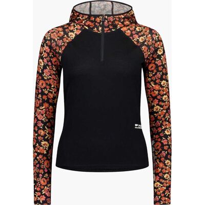 Base MONS ROYALE WMN BELLA MERINO LS HOOD DITZY CAMO BLACK S Base MONS ROYALE WMN BELLA MERINO LS HOOD DITZY CAMO BLACK S
