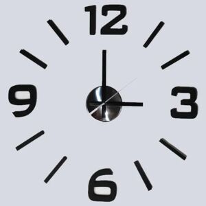 Sconto Nástěnné nalepovací hodiny ALFA černá lesklá