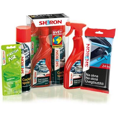 Sada na čištění interiéru Sheron - Čistič, Sprej, Ubrousky Sada na čištění interiéru Sheron - Čistič, Sprej, Ubrousky