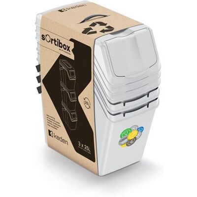 Koš na tříděný odpad SORTIBOX II 3x25l popelavě šedý Koš na tříděný odpad SORTIBOX II 3x25l popelavě šedý