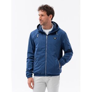 Ombre Men's classic cut hooded windbreaker jacket - dark blue - male - šedá - M