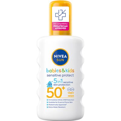 Nivea SUN Sensitive OF50+ dětský opalovací sprej 200 ml Nivea SUN Sensitive OF50+ dětský opalovací sprej 200 ml