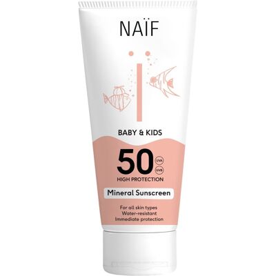 NAIF Ochranný krém na opalování pro děti a miminka SPF50 175 ml NAIF Ochranný krém na opalování pro děti a miminka SPF50 175 ml