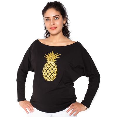 Be MaaMaa Těhotenská mikina, triko Ananas - černé, vel. XS Be MaaMaa Těhotenská mikina, triko Ananas - černé, vel. XS