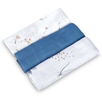 SENSILLO Mušelínové pleny pro miminko SOFT - 3 ks, 70x80 cm, modré SENSILLO Mušelínové pleny pro miminko SOFT - 3 ks, 70x80 cm, modré