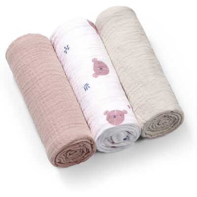 Babyono Mušelínové - super měkké plenky, 3ks 70x70cm - pudrová Babyono Mušelínové - super měkké plenky, 3ks 70x70cm - pudrová
