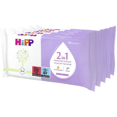 Hipp 2v1 čisticí a pečující vlhčené ubrousky 5x48 ks Hipp 2v1 čisticí a pečující vlhčené ubrousky 5x48 ks
