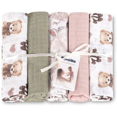 SENSILLO Tetra pleny Basic 70×80 cm Teddy Pink – sada 5 ks, 100% bavlna SENSILLO Tetra pleny Basic 70×80 cm Teddy Pink – sada 5 ks, 100% bavlna