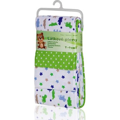 Textilní plenky T-TOMI 76x76cm - 4 kusy - Zelení krokodýli Textilní plenky T-TOMI 76x76cm - 4 kusy - Zelení krokodýli