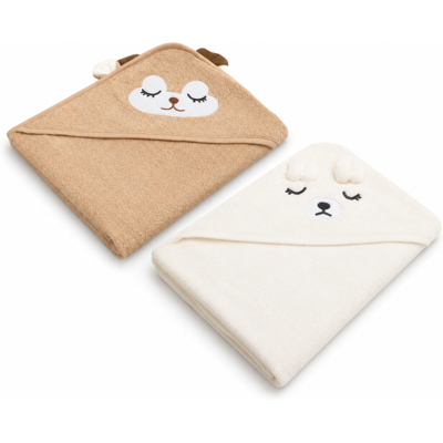 SENSILLO Dětské osušky s kapucí Bath Friends – Srnka + Teddy, 100 ×100 cm, sada 2 ks SENSILLO Dětské osušky s kapucí Bath Friends – Srnka + Teddy, 100 ×100 cm, sada 2 ks