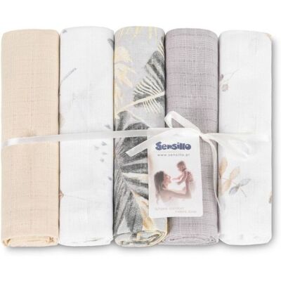 SENSILLO Tetra pleny Basic 70×80 cm Floral grey - sada 5 ks, 100% bavlna SENSILLO Tetra pleny Basic 70×80 cm Floral grey - sada 5 ks, 100% bavlna