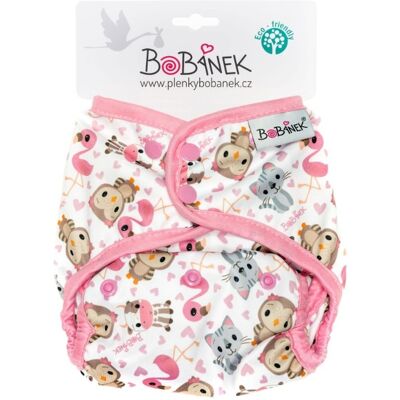 Bobánek - Růžová zvířátka - Vnější plenová krytka se sponou Bobánek - Růžová zvířátka - Vnější plenová krytka se sponou