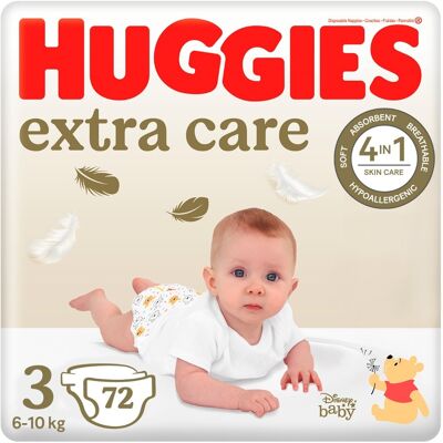 Huggies Extra Care 3 6–10 kg dětské pleny 72 ks Huggies Extra Care 3 6–10 kg dětské pleny 72 ks