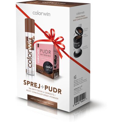 Colorwin Sprej 75 ml a pudr 3,2 g na krytí šedin světle hnědá dárkové balení 2 ks Colorwin Sprej 75 ml a pudr 3,2 g na krytí šedin světle hnědá dárkové balení 2 ks