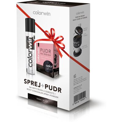Colorwin Sprej 75 ml a pudr 3,2 g na krytí šedin černá dárkové balení 2 ks Colorwin Sprej 75 ml a pudr 3,2 g na krytí šedin černá dárkové balení 2 ks