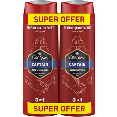 Old Spice Captain Pánský sprchový gel a šampon 2x400 ml Old Spice Captain Pánský sprchový gel a šampon 2x400 ml