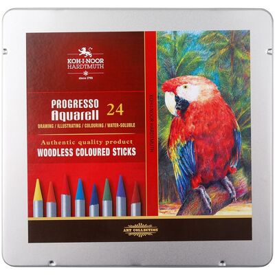 KOH-I-NOOR PROGRESSO AQUARELL 8784/24 - akvarelové pastelky v laku v plech. pouzdře - 24 ks KOH-I-NOOR PROGRESSO AQUARELL 8784/24 - akvarelové pastelky v laku v plech. pouzdře - 24 ks