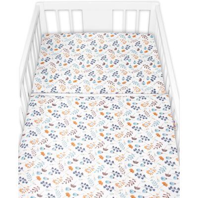 Baby Nellys Povlečení do postýlky, 2D sada flanel - Louka, modrá/bílá Baby Nellys Povlečení do postýlky, 2D sada flanel - Louka, modrá/bílá