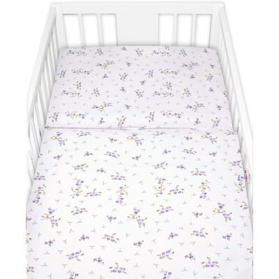 Baby Nellys Povlečení do postýlky, 2D sada bavlna - Levandule, , bílá/fialová, 135x100 cm Baby Nellys Povlečení do postýlky, 2D sada bavlna - Levandule, , bílá/fialová, 135x100 cm