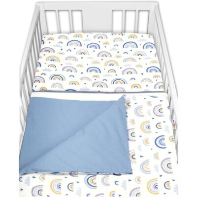 Baby Nellys Bavlněné povlečení do postýlky 2D, Duha, pastelová Baby Nellys Bavlněné povlečení do postýlky 2D, Duha, pastelová